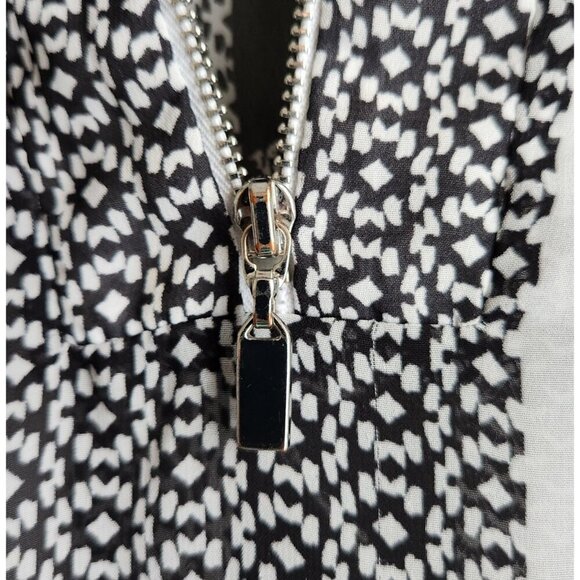Frank Lyman Sheer Tunic Blouse | US 14 | Black White Lime Half Zip - Picture 8 of 10